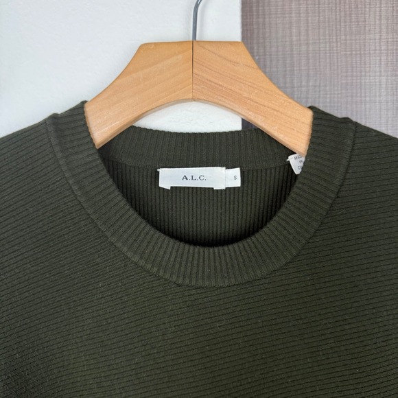A.L.C Green Lara Ribbed Sweater Mini‎ Dress - Picture 11 of 12